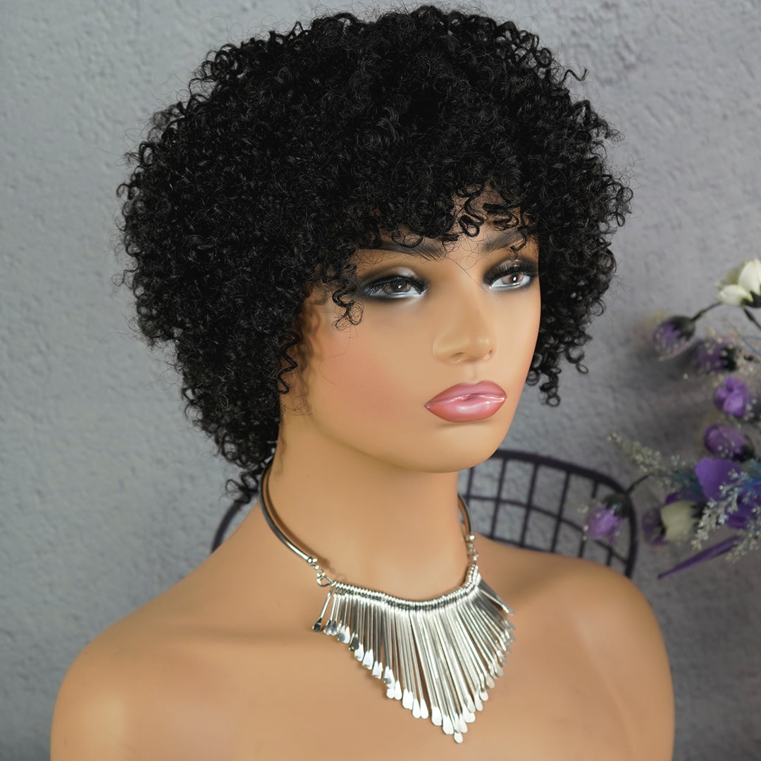 Machine made pixie cut wig---JK9037-#1B---RMB 94