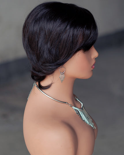 Machine made pixie cut wig---#1B ---JKF661---pay 1 get 2