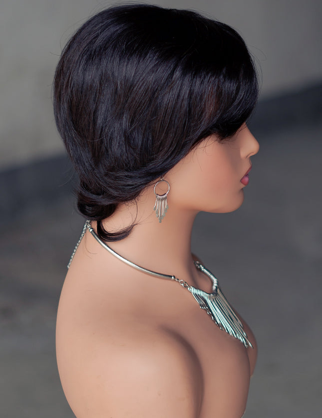 Machine made pixie cut wig---#1B ---JKF661---pay 1 get 2