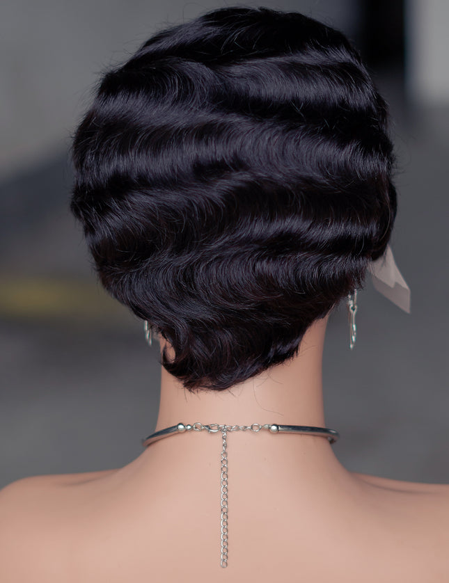 Pixie Cut Wig 13*4*1 lace part ---JK9012T-1B#