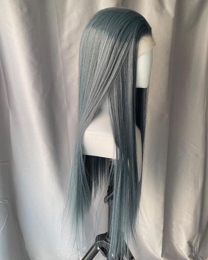 Synthetic lace frontal color wig straight---13*4---slate blue color---pay 1 get 2