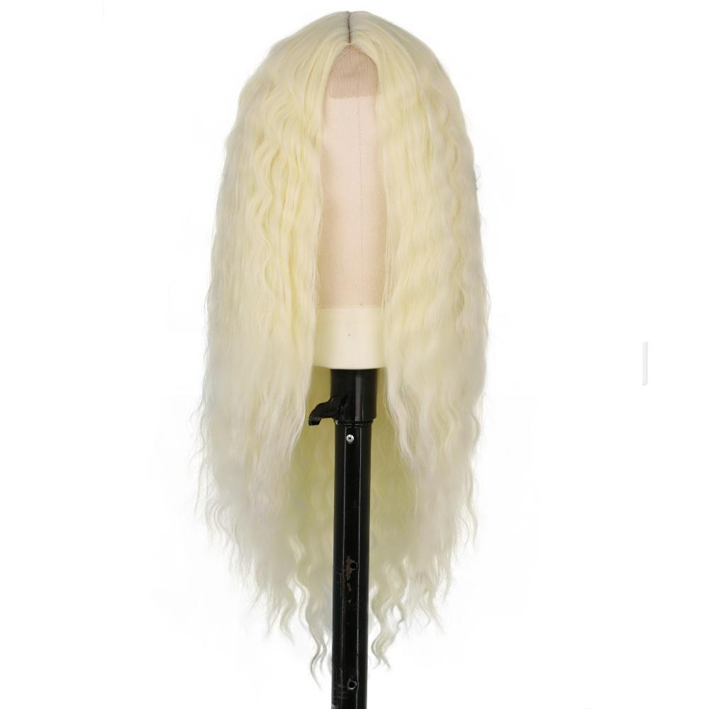 Deep wave fiber synthetic front lace middle parting wig-2
