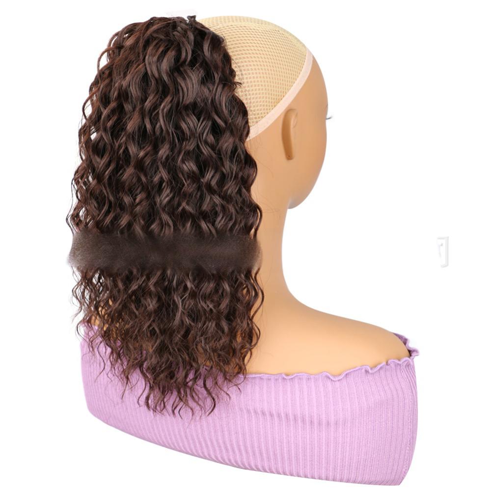 14 inch Drawstring style synthetic Deep wave ,  ponytail--brown color