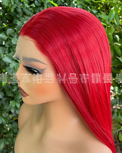 Synthetic lace frontal color wig straight---13*4---Ruby red color--pay 1 get 2