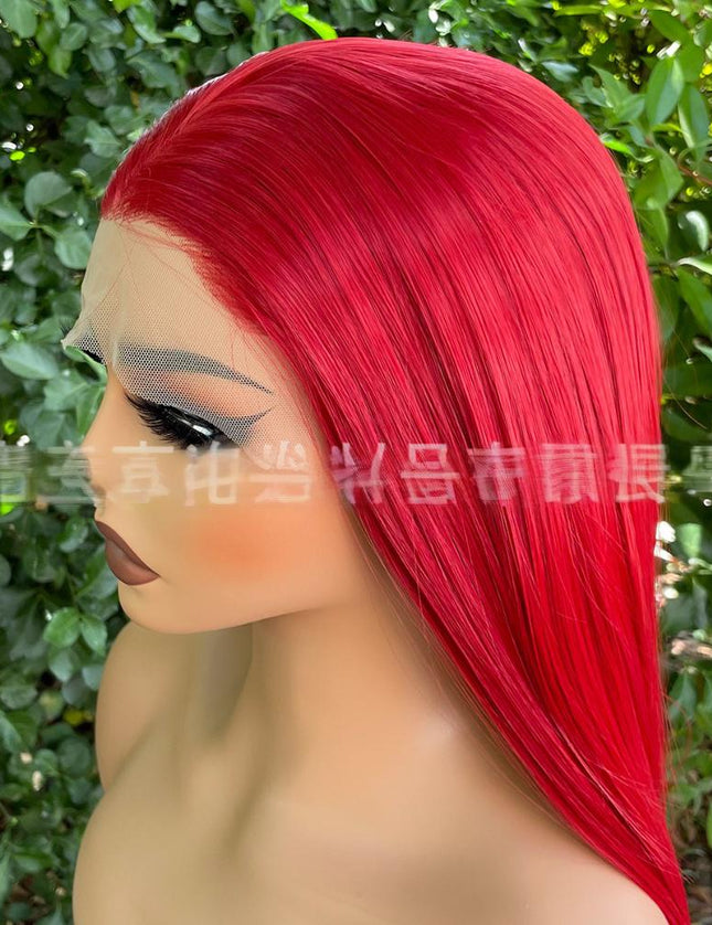 Synthetic lace frontal color wig straight---13*4---Ruby red color--pay 1 get 2
