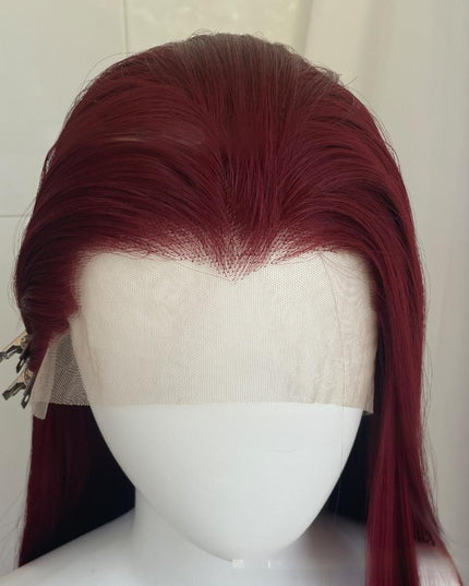 Synthetic lace frontal color wig---13*4---Raspberry Red color