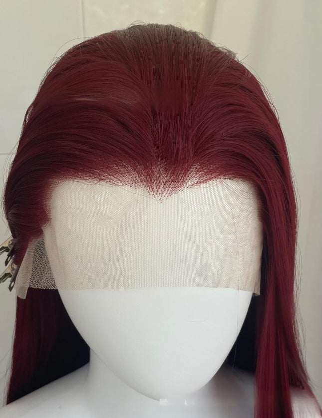Synthetic lace frontal color wig---13*4---Raspberry Red color