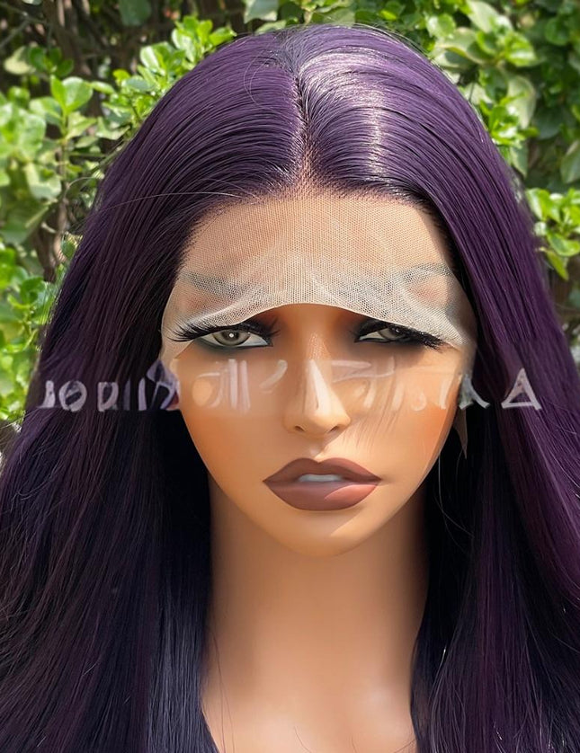 Synthetic lace frontal color wig wavy---13*4---purple color