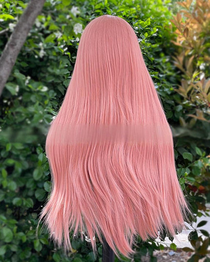 Synthetic lace frontal color wig---13*4---light pink color--- pay 1 get 2