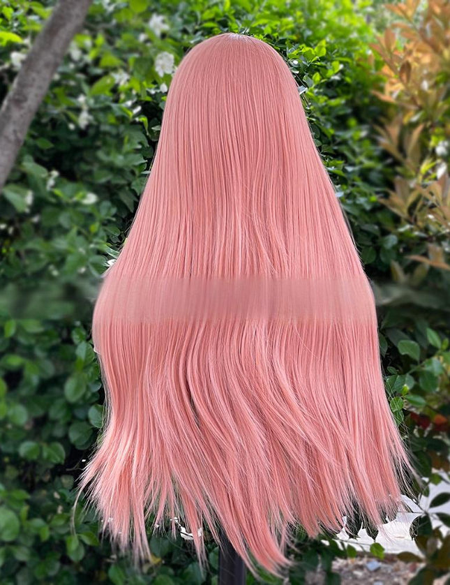 Synthetic lace frontal color wig---13*4---light pink color--- pay 1 get 2