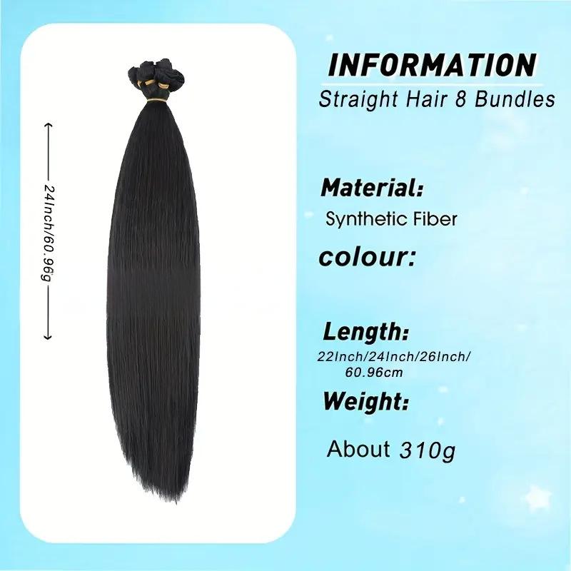 fiber Hair weft eight-piece set straight YAKI