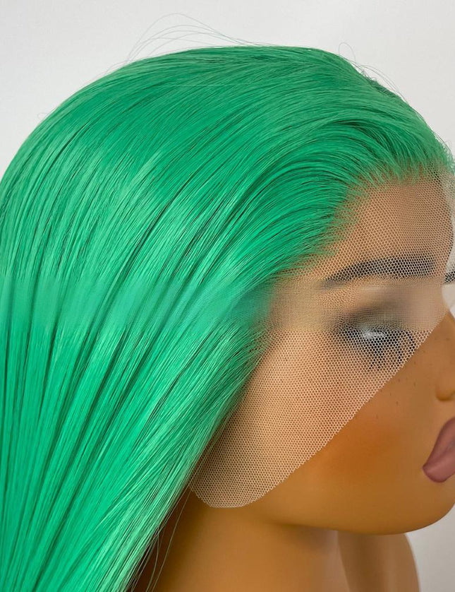 Synthetic lace frontal color wig straight---13*4---Copper green color--pay 1 get 2