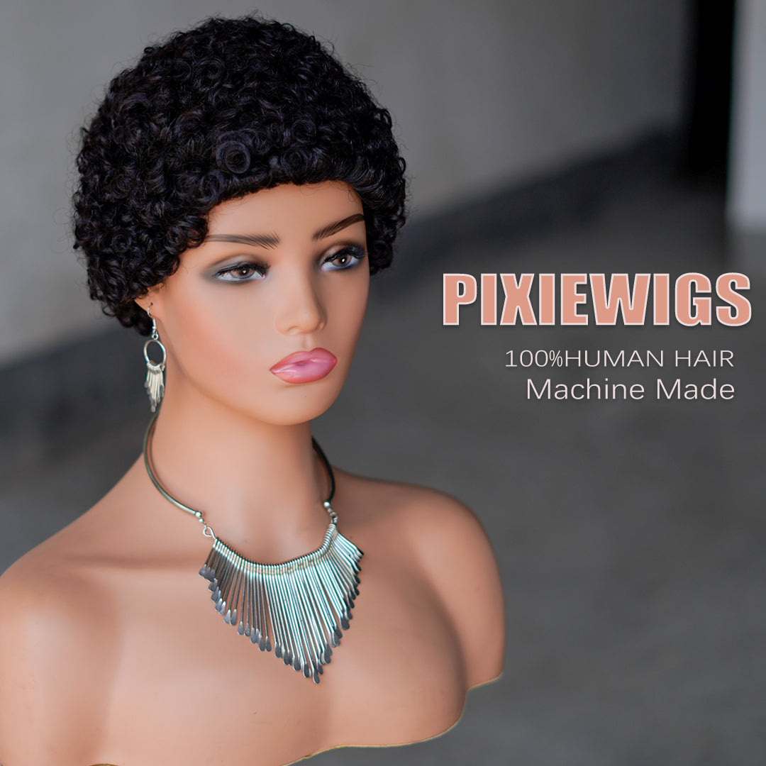 Machine made pixie cut wig---JK9044---#1B ---RMB 50