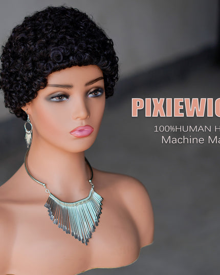 Machine made pixie cut wig---JK9044---#1B-pay 1 get 2