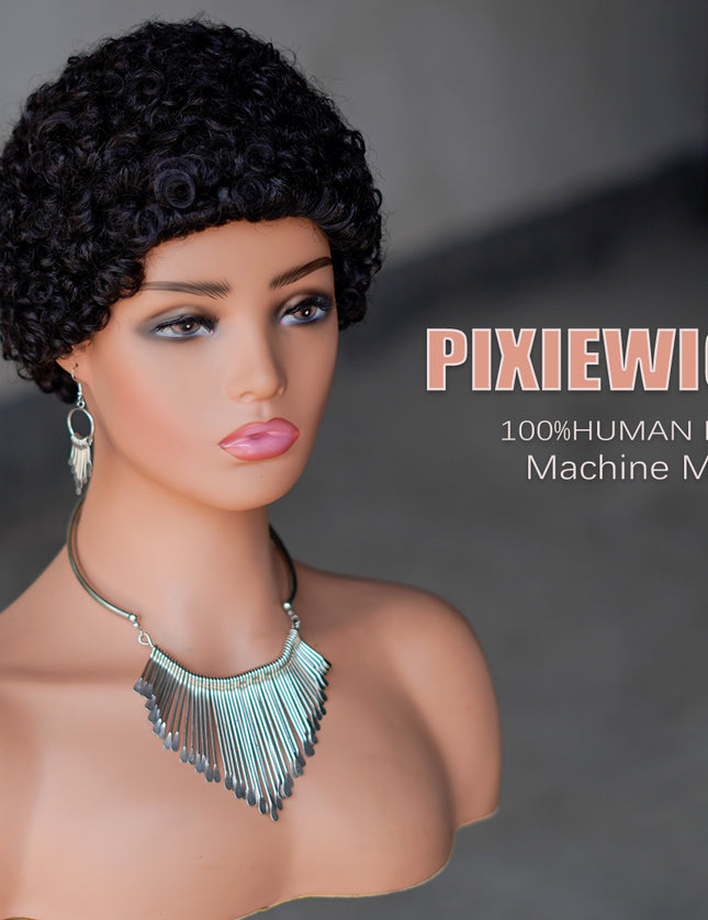 Machine made pixie cut wig---JK9044---#1B-pay 1 get 2