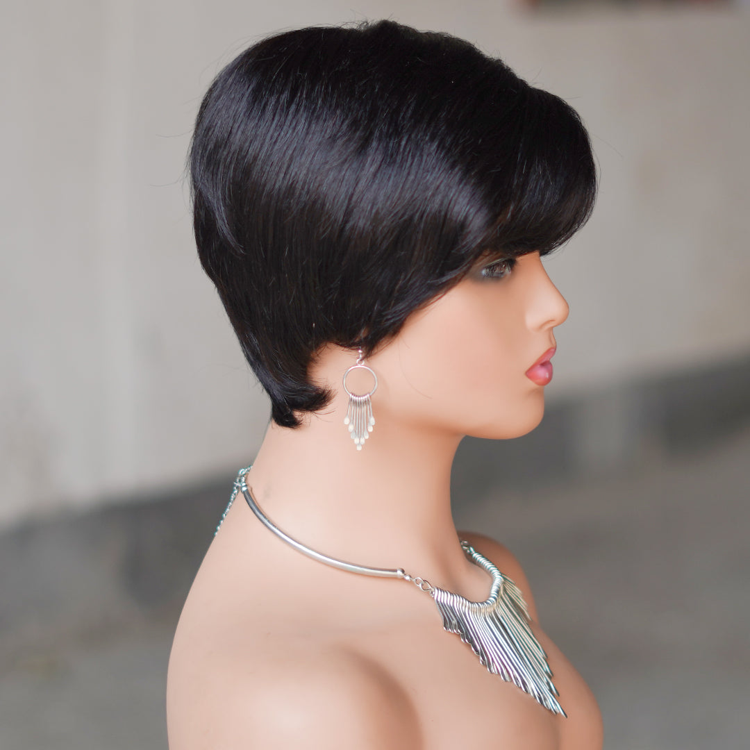 Machine made pixie cut wig---JK9149-#1B---RMB 55