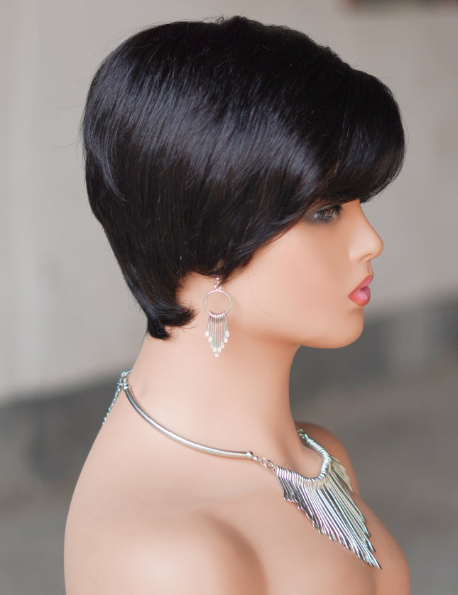 Machine made pixie cut wig---JK9149-#1B---pay 1 get 2