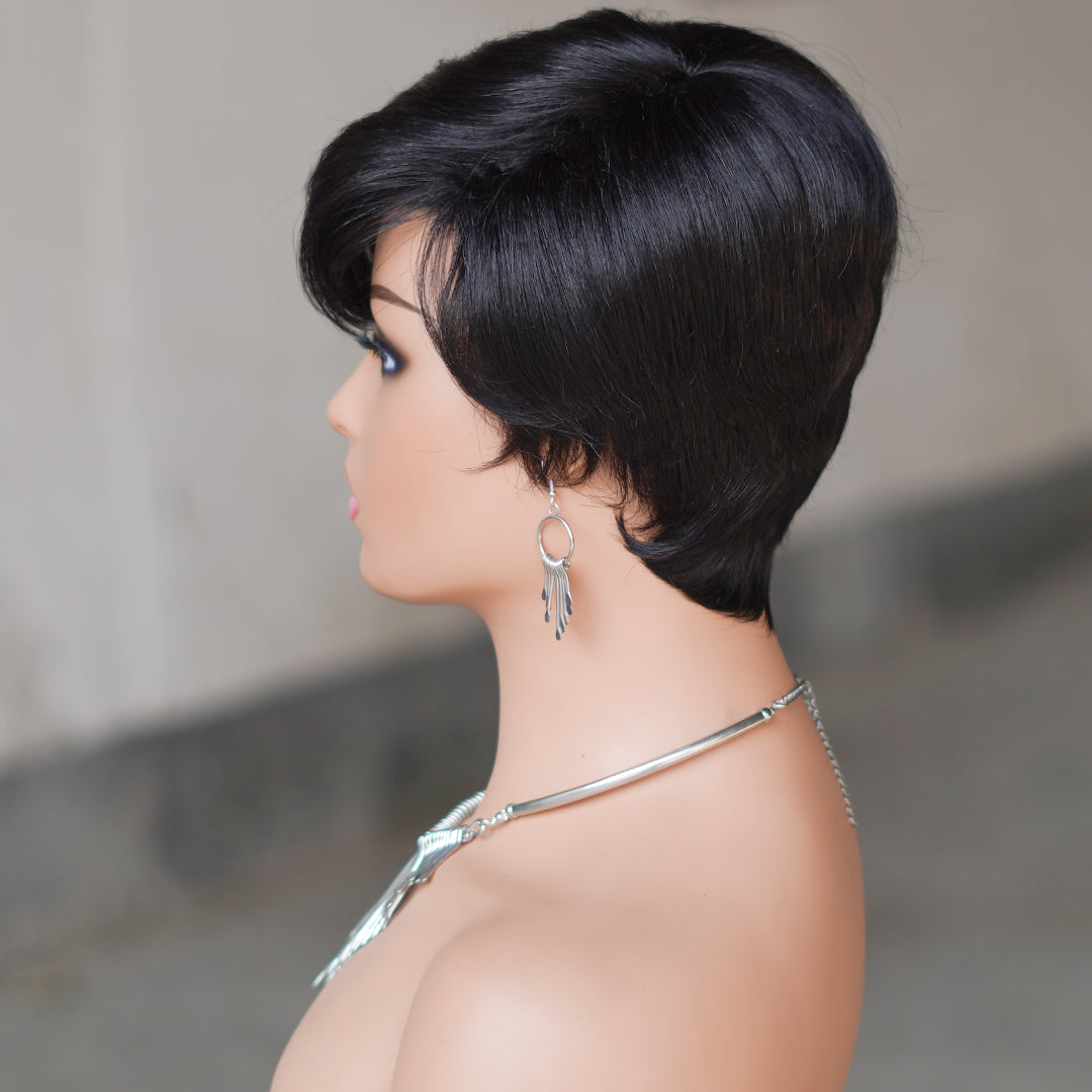 Machine made pixie cut wig---JK9149-#1B---RMB 55