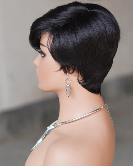 Machine made pixie cut wig---JK9149-#1B---pay 1 get 2