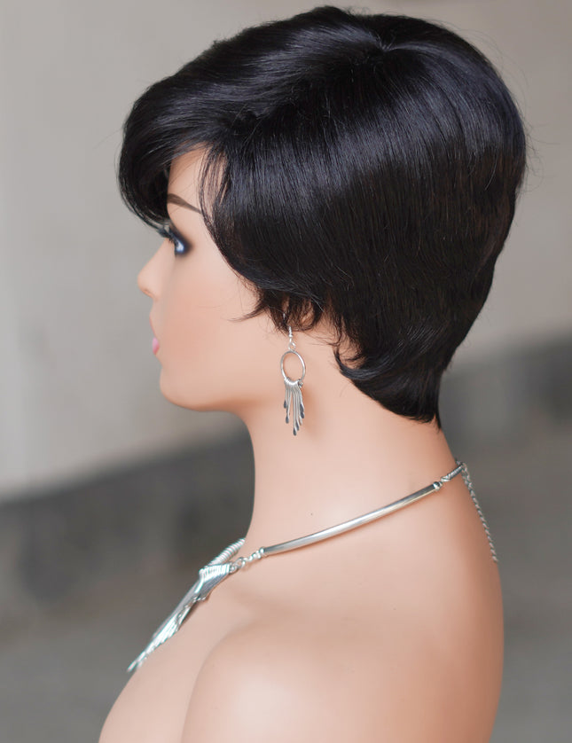 Machine made pixie cut wig---JK9149-#1B---pay 1 get 2