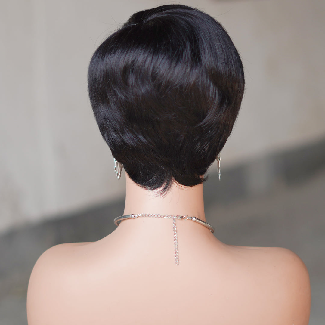 Machine made pixie cut wig---JK9149-#1B---RMB 55