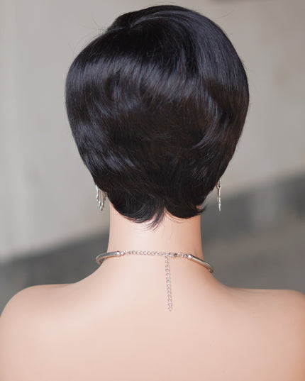 Machine made pixie cut wig---JK9149-#1B---pay 1 get 2