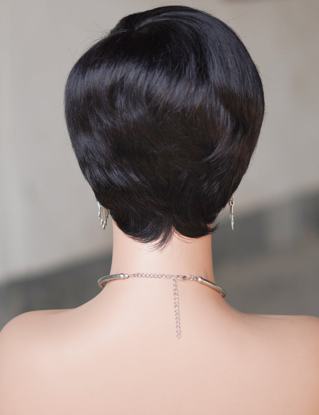 Machine made pixie cut wig---JK9149-#1B---pay 1 get 2