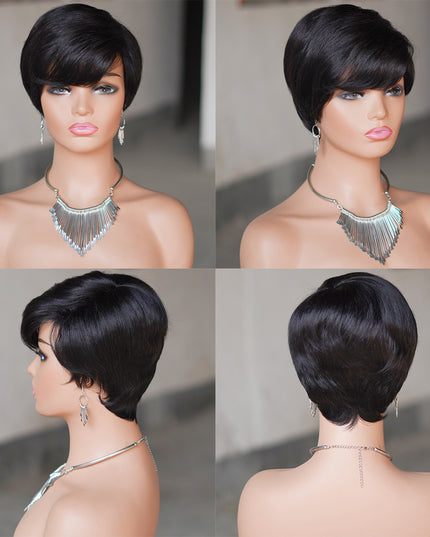Machine made pixie cut wig---JK9149-#1B---pay 1 get 2