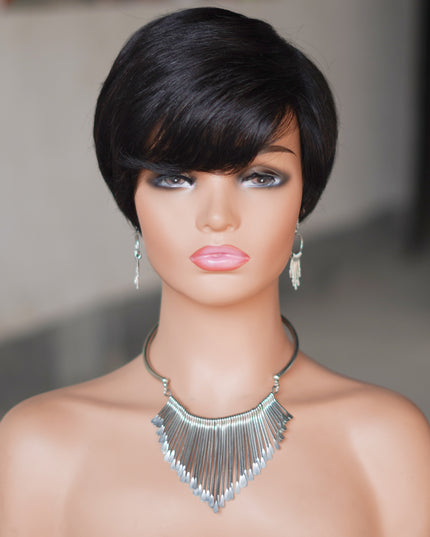 Machine made pixie cut wig---JK9149-#1B---pay 1 get 2