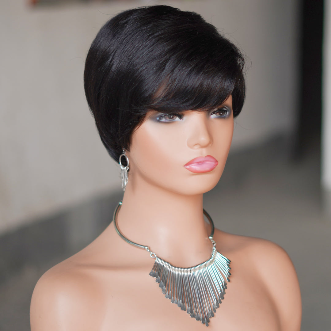 Machine made pixie cut wig---JK9149-#1B---RMB 55