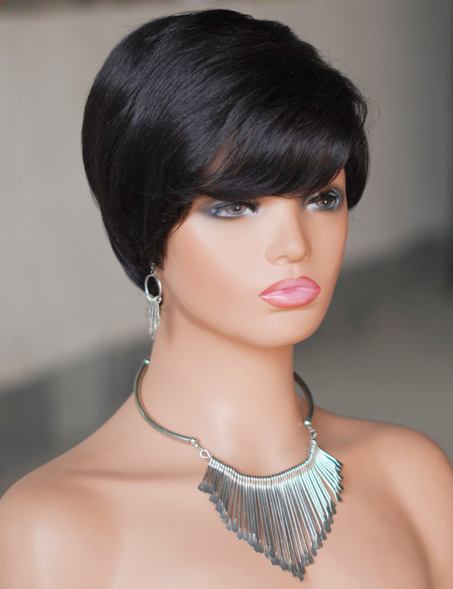 Machine made pixie cut wig---JK9149-#1B---pay 1 get 2