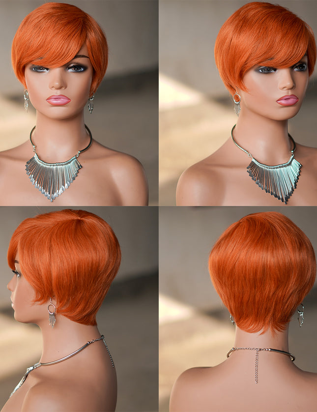 Machine made pixie cut wig---JK9149---#350---pay 1  get 2