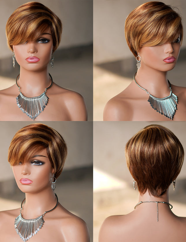 Machine made pixie cut wig---JK9149---#P427---pay 1 get 2