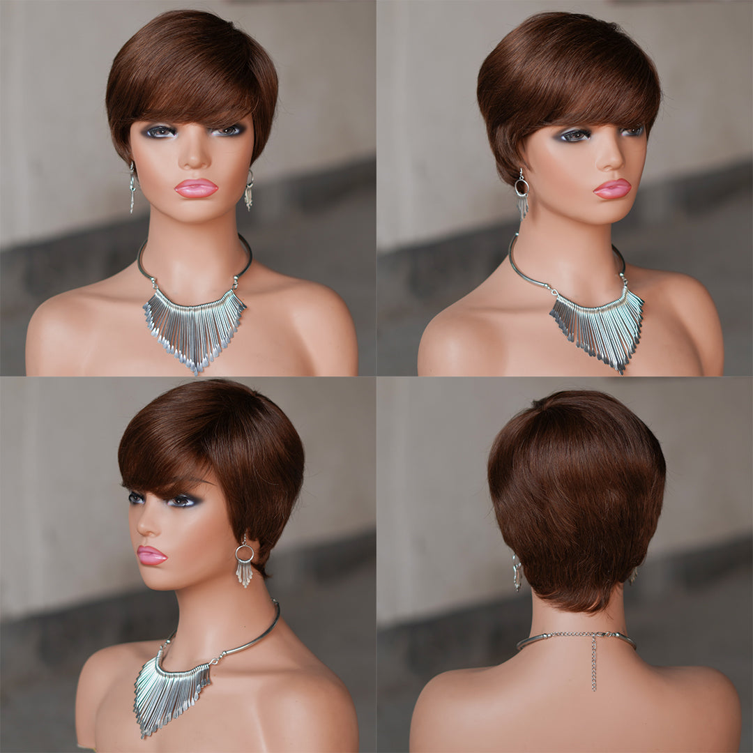 Machine made pixie cut wig---JK9149---#4---RMB 55