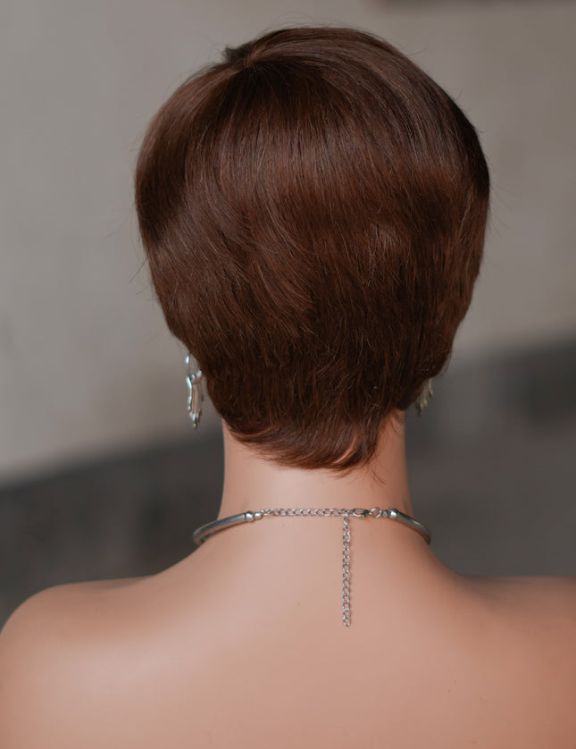 Machine made pixie cut wig---JK9149---#4---pay 1  get  2