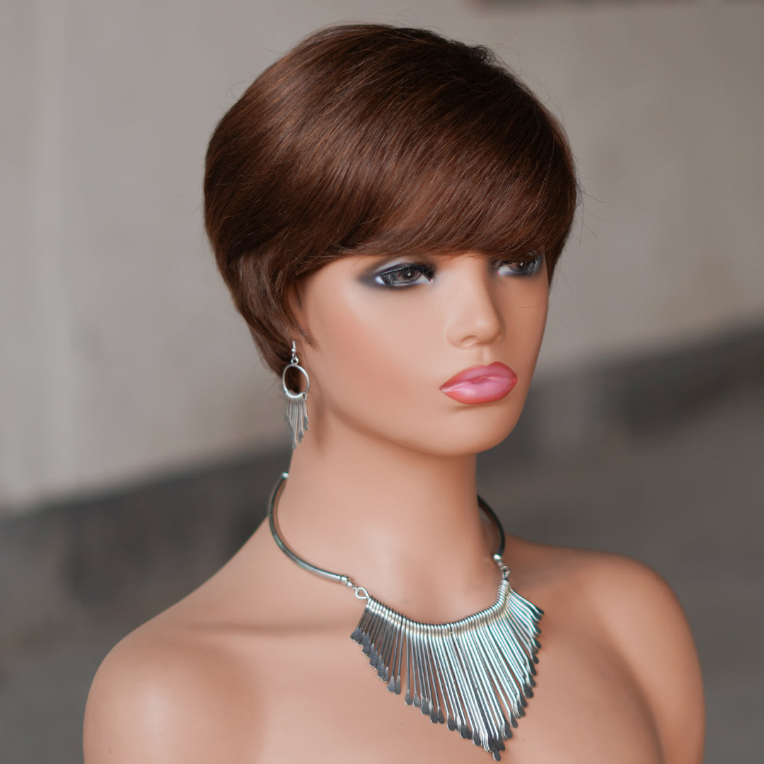 Machine made pixie cut wig---JK9149---#4---RMB 55