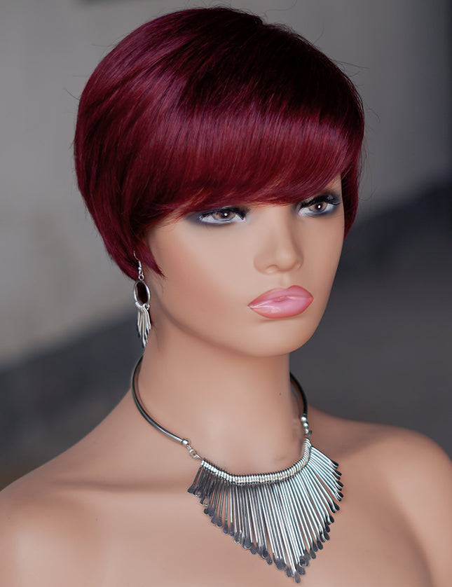Machine made pixie cut wig---JK9149-#99---pay 1 get 2