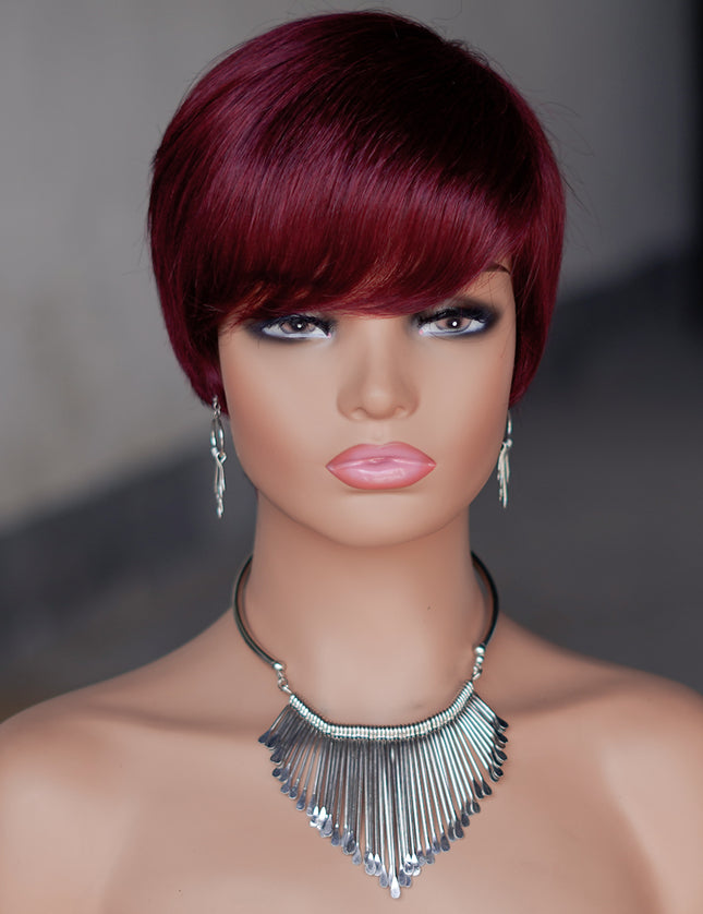 Machine made pixie cut wig---JK9149-#99---pay 1 get 2