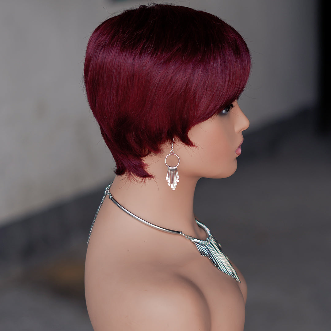 Machine made pixie cut wig---JK9149-#99---RMB 55