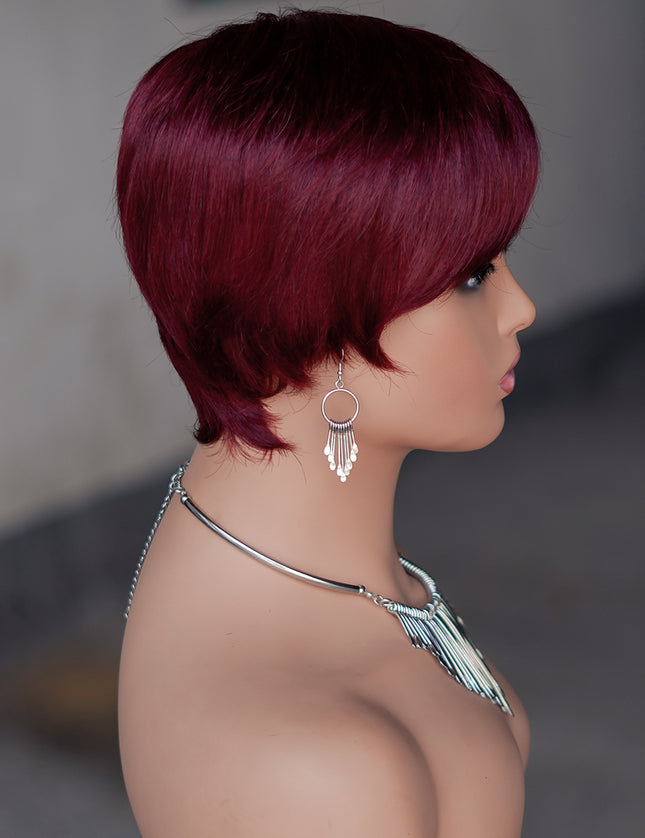 Machine made pixie cut wig---JK9149-#99---pay 1 get 2