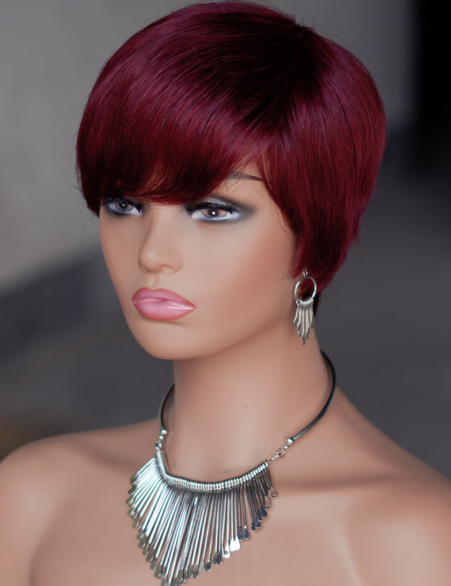 Machine made pixie cut wig---JK9149-#99---pay 1 get 2
