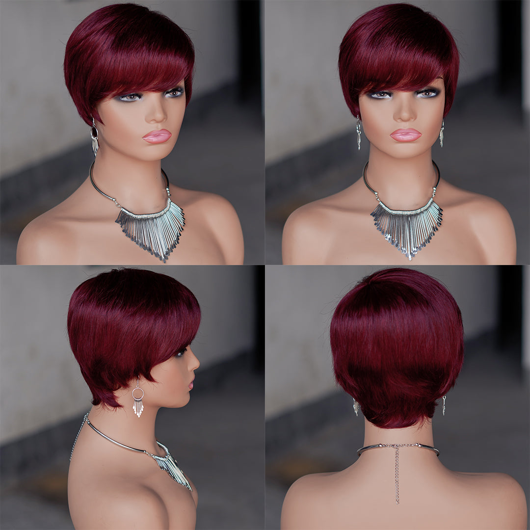 Machine made pixie cut wig---JK9149-#99---RMB 55