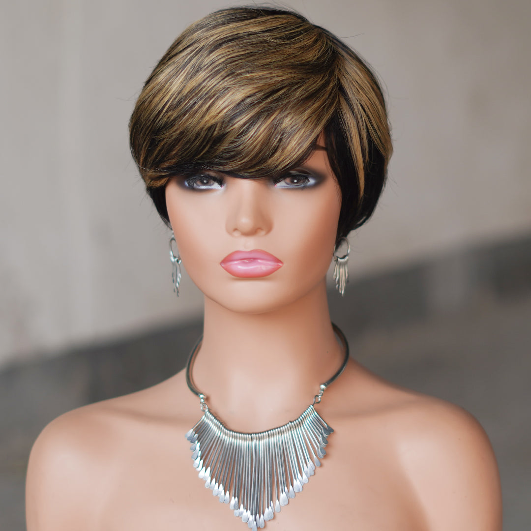 Machine made pixie cut wig---JK9149---#P1B/27---RMB 58