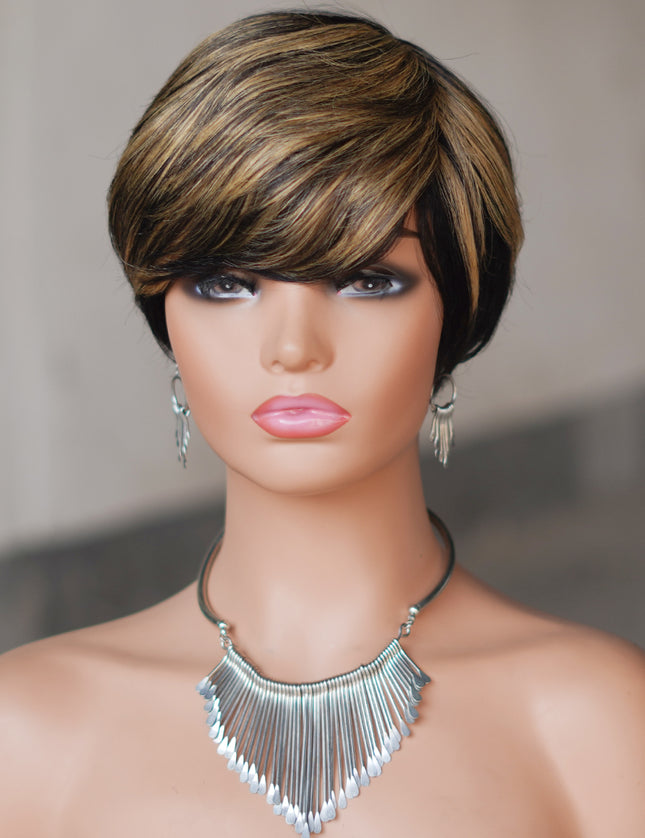 Machine made pixie cut wig---JK9149---#P1B/27---pay 1 get 2
