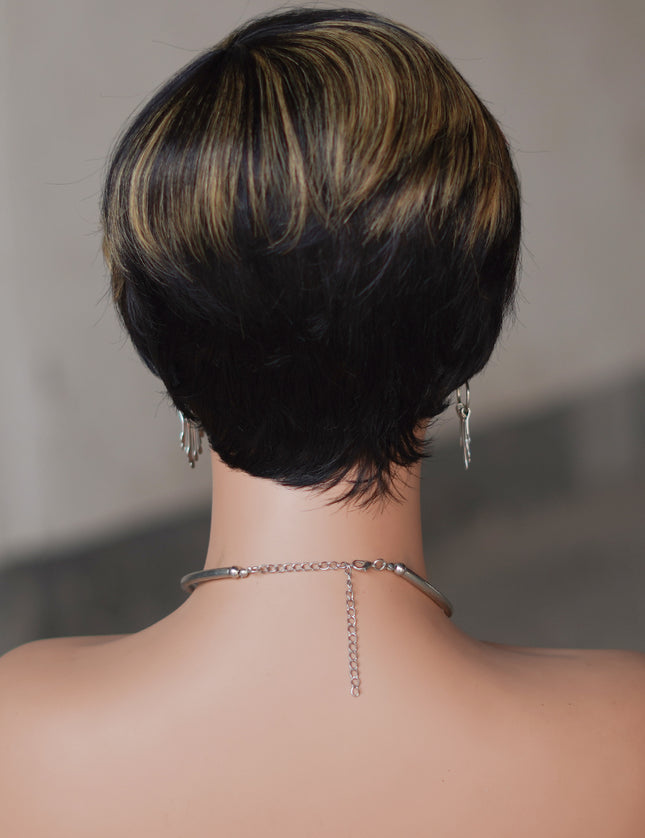 Machine made pixie cut wig---JK9149---#P1B/27---pay 1 get 2