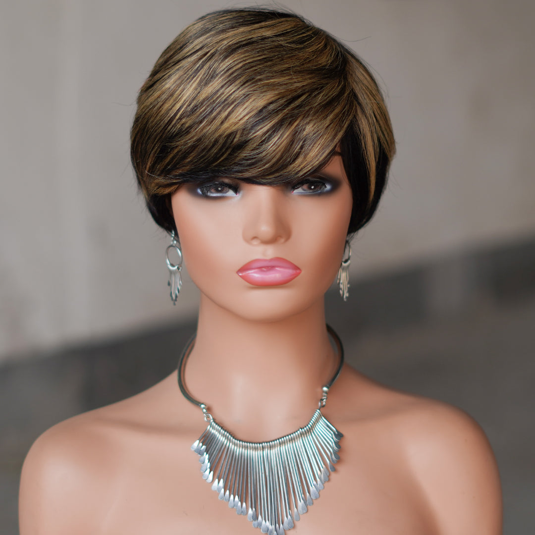 Machine made pixie cut wig---JK9149---#P1B/27---RMB 58