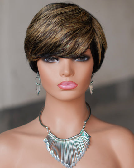 Machine made pixie cut wig---JK9149---#P1B/27---pay 1 get 2
