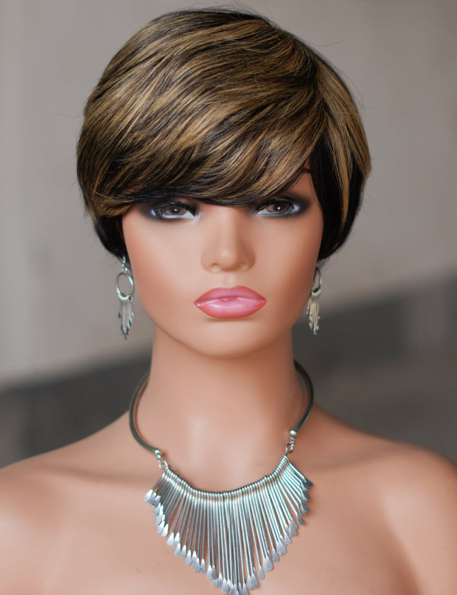 Machine made pixie cut wig---JK9149---#P1B/27---pay 1 get 2