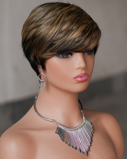 Machine made pixie cut wig---JK9149---#P1B/27---pay 1 get 2