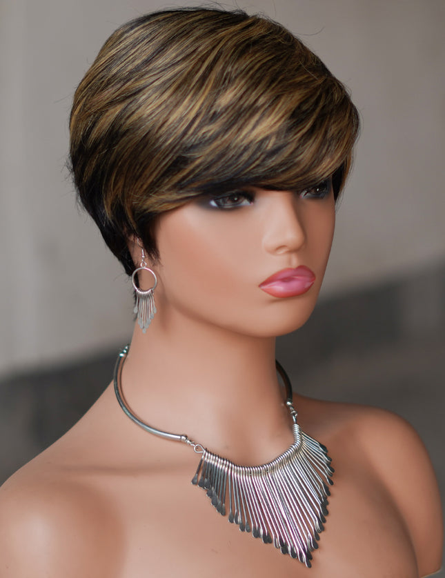 Machine made pixie cut wig---JK9149---#P1B/27---pay 1 get 2